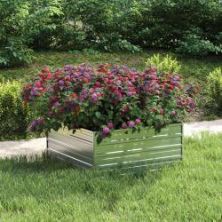 Lit sur&eacute;lev&eacute; de jardin 100x100x45 cm Acier galvanis&eacute; Argent&eacute;