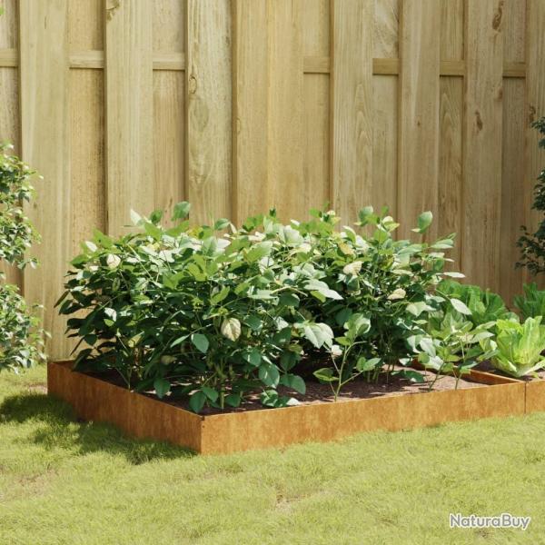 Lit sur�lev� de jardin 100x100x26 cm acier corten
