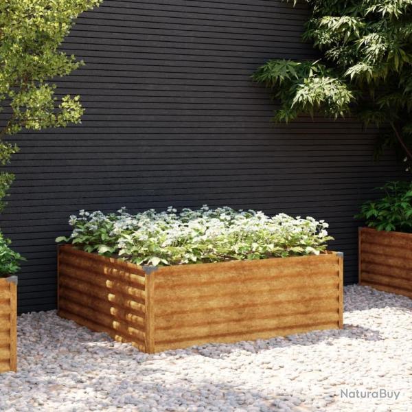Lit surlev de jardin 100x100x36 cm acier corten alsavelo