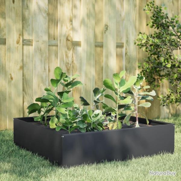 Lit sur�lev� de jardin anthracite 100x100x25 cm acier