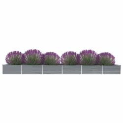 Lit sur&eacute;lev&eacute; de jardin Acier galvanis&eacute; 600x80x45 cm Gris