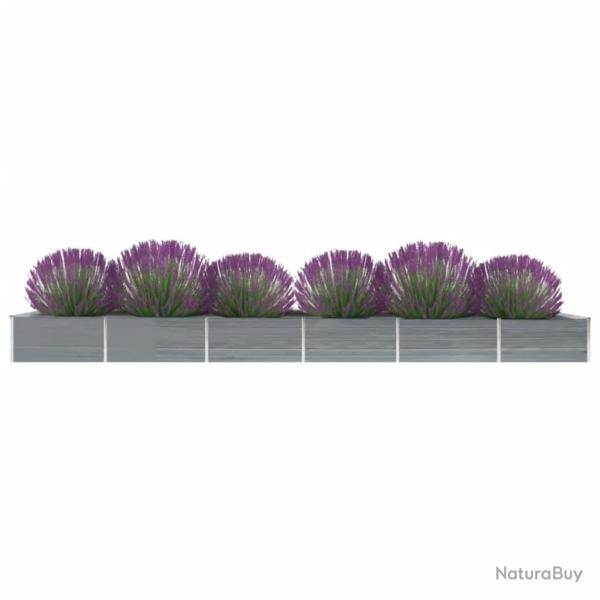 Lit sur�lev� de jardin Acier galvanis� 600x80x45 cm Gris