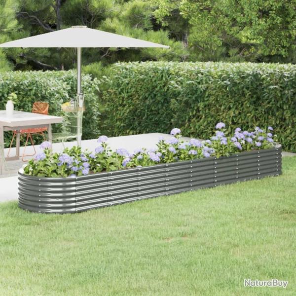 Lit sur�lev� de jardin Acier enduit de poudre 368x80x36 cm gris