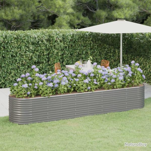 Lit surlev de jardin Acier enduit de poudre 368x80x68 cm gris alsavelo