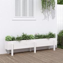Lit sur&eacute;lev&eacute; de jardin blanc 160x30x38 cm bois de pin massif