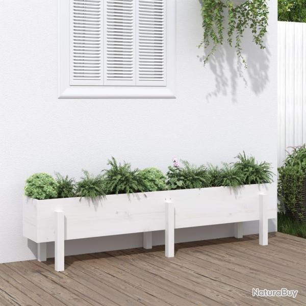Lit sur�lev� de jardin blanc 160x30x38 cm bois de pin massif alsavelo