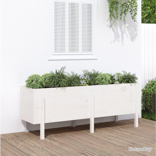 Lit surlev de jardin blanc 160x50x57 cm bois de pin massif alsavelo
