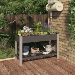 Lit sur&eacute;lev&eacute; de jardin avec &eacute;tag&egrave;re Gris 120x50x75 cm WPC