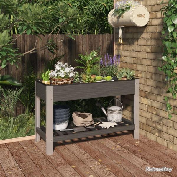 Lit sur�lev� de jardin avec �tag�re Gris 120x50x75 cm WPC