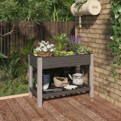 Lit sur&eacute;lev&eacute; de jardin avec &eacute;tag&egrave;re Gris 100x50x75 cm WPC