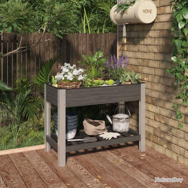 Lit sur�lev� de jardin avec �tag�re Gris 100x50x75 cm WPC