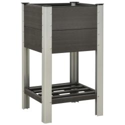 Lit sur&eacute;lev&eacute; de jardin avec &eacute;tag&egrave;re 50x50x90 cm WPC Gris