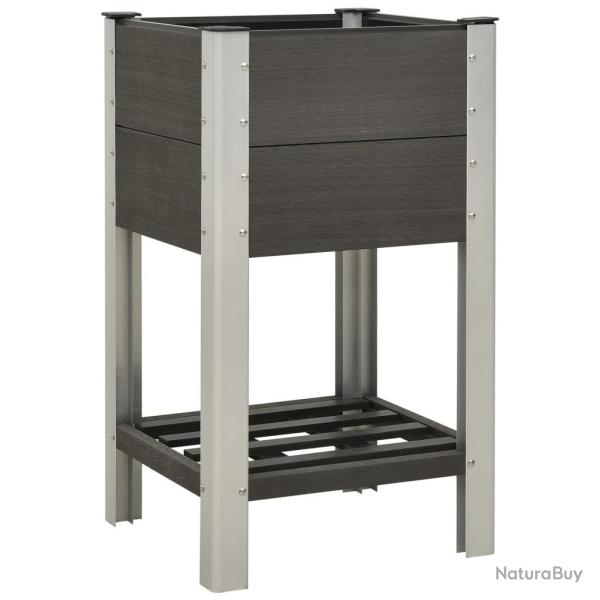 Lit surlev de jardin avec tagre 50x50x90 cm WPC Gris alsavelo