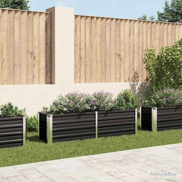 Lit surlev de jardin Anthracite 160x40x45 cm Acier galvanis alsavelo
