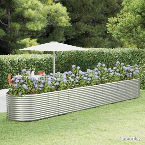 Lit sur�lev� de jardin Argent� Acier enduit de poudre alsavelo