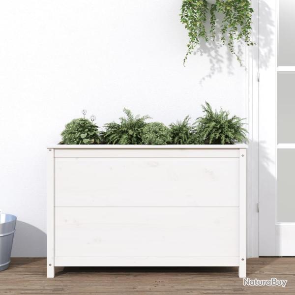 Lit surlev de jardin blanc 119,5x40x78 cm bois de pin massif alsavelo