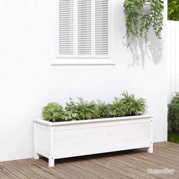 Lit surlev de jardin blanc 119,5x40x39 cm bois de pin massif alsavelo