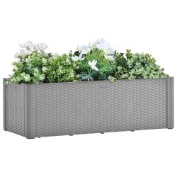 Lit sur&eacute;lev&eacute; de jardin avec syst&egrave;me d'arrosage Gris 100x43x33cm alsavelo