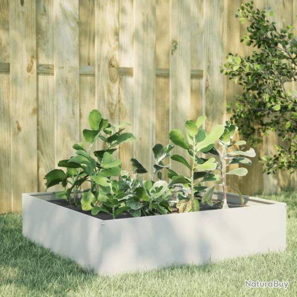 Lit sur�lev� de jardin blanc 100x100x25 cm acier