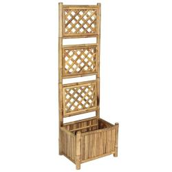 Lit sur&eacute;lev&eacute; de jardin avec treillis Bambou 40 cm alsavelo