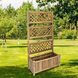 Lit sur&eacute;lev&eacute; de jardin avec treillis Bambou 70 cm alsavelo