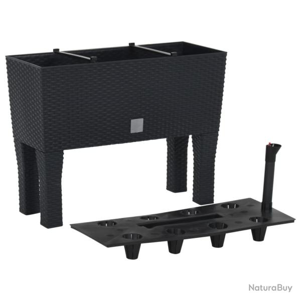 Lit sur�lev� de jardin Anthracite 60x25x46 cm PP Rotin