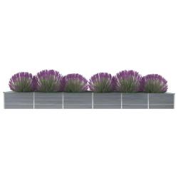 Lit sur&eacute;lev&eacute; de jardin Acier galvanis&eacute; 480x80x45 cm Gris