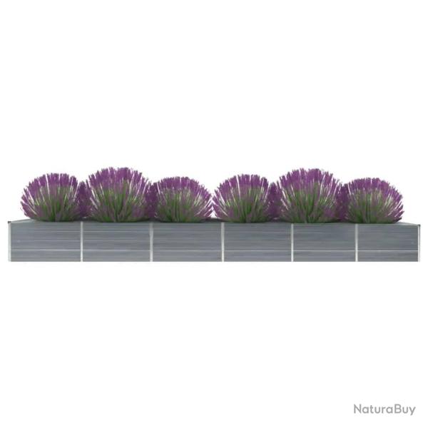 Lit sur�lev� de jardin Acier galvanis� 480x80x45 cm Gris alsavelo