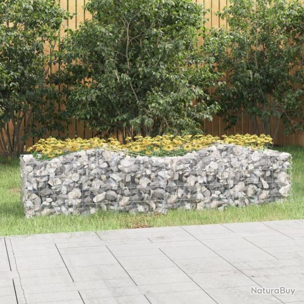 Lit sur�lev� � gabions arqu� 200x50x50 cm Fer galvanis�