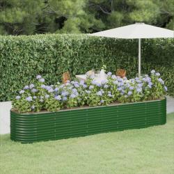 Lit sur&eacute;lev&eacute; de jardin Acier enduit de poudre 368x80x68 cm Vert