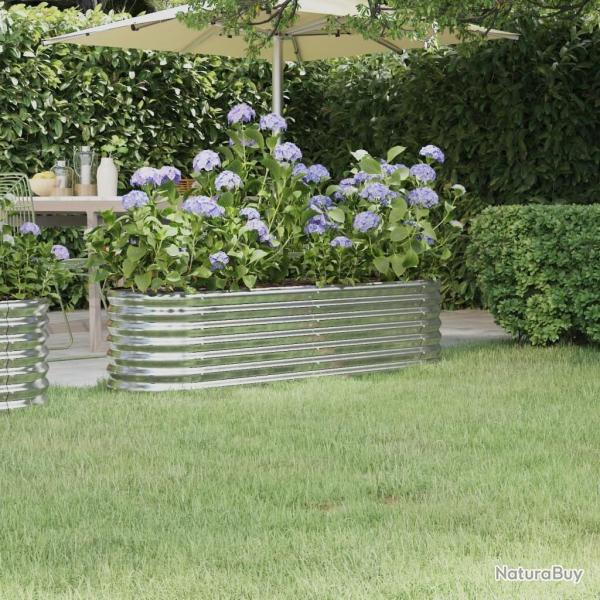 Lit sur�lev� de jardin Acier enduit de poudre Argent�