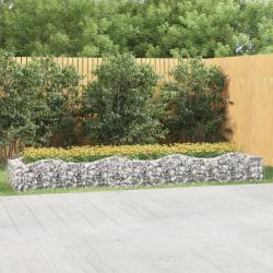 Lit sur&eacute;lev&eacute; &agrave; gabions arqu&eacute; 400x100x50 cm Fer galvanis&eacute;