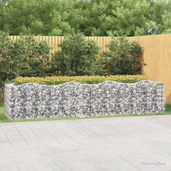 Lit sur�lev� � gabions arqu� 400x100x100 cm Fer galvanis�