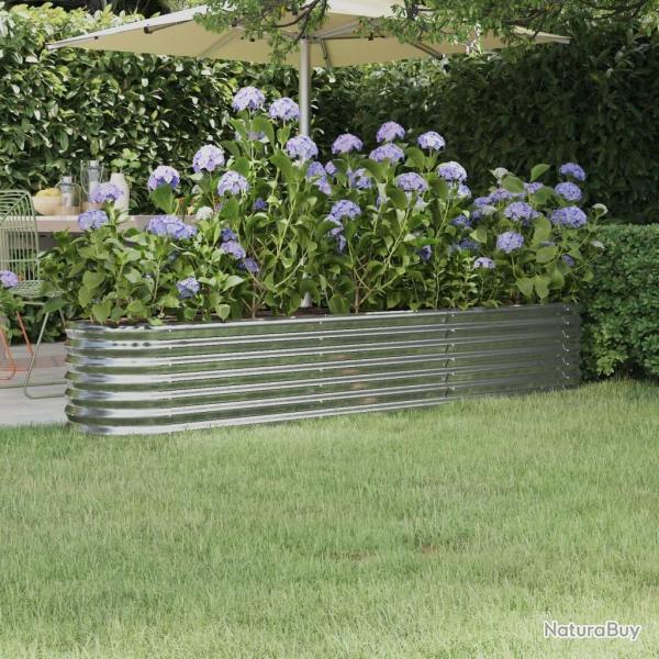 Lit sur�lev� de jardin Acier enduit de poudre Argent�