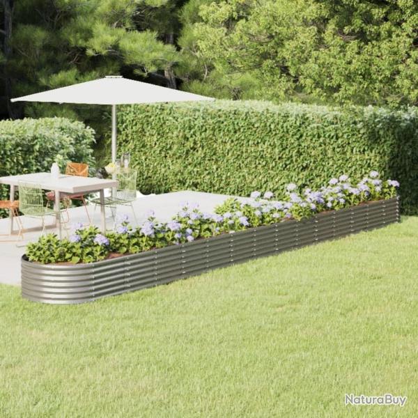 Lit sur�lev� de jardin Acier enduit de poudre Argent� alsavelo
