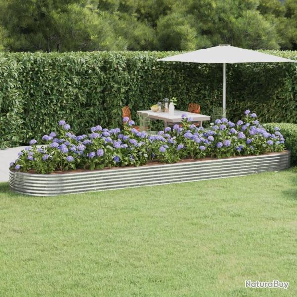 Lit sur�lev� de jardin Acier enduit de poudre Argent�