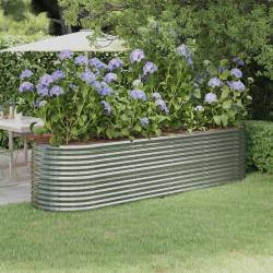 Lit sur&eacute;lev&eacute; de jardin Acier enduit de poudre Argent&eacute;