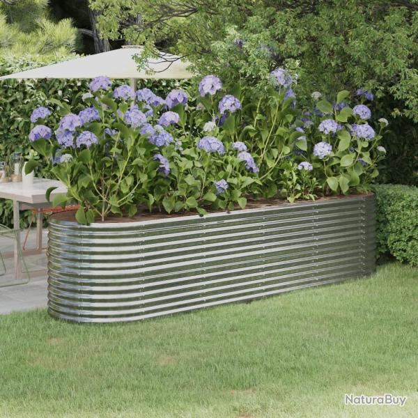 Lit sur�lev� de jardin Acier enduit de poudre Argent�