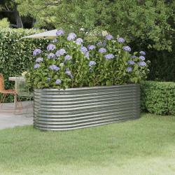 Lit sur&eacute;lev&eacute; de jardin Acier enduit de poudre Argent&eacute;