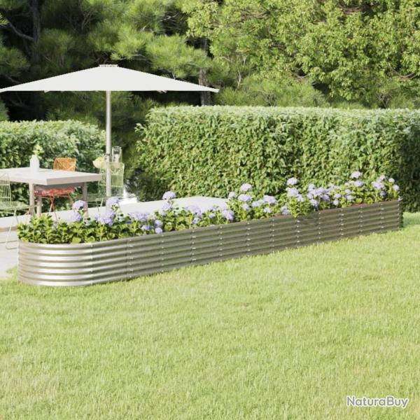 Lit sur�lev� de jardin Acier enduit de poudre Argent�