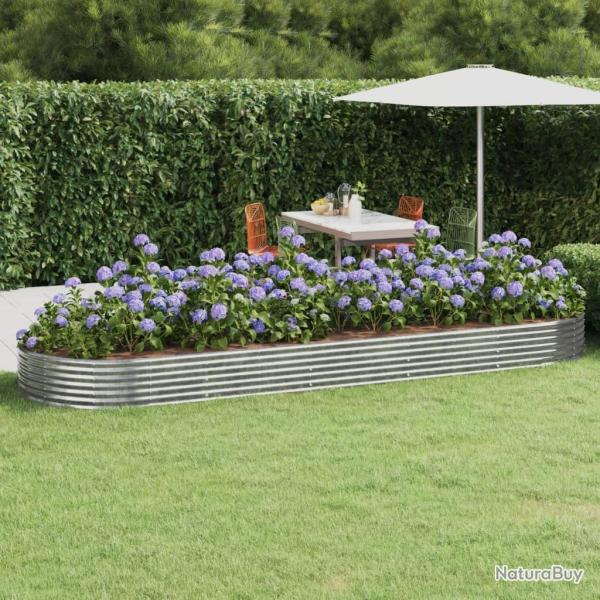 Lit sur�lev� de jardin Acier enduit de poudre Argent�