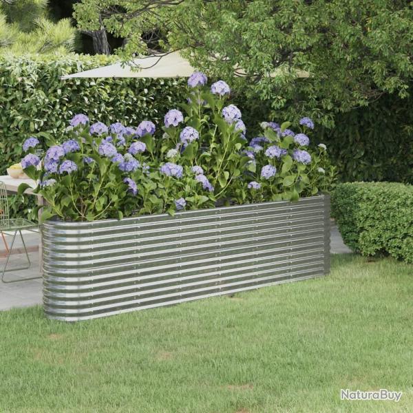 Lit sur�lev� de jardin Acier enduit de poudre Argent�
