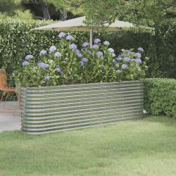 Lit sur&eacute;lev&eacute; de jardin Acier enduit de poudre Argent&eacute;