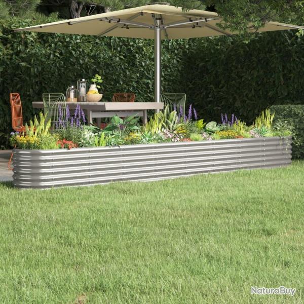 Lit sur�lev� de jardin Acier enduit de poudre Argent�