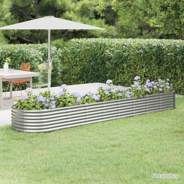 Lit sur�lev� de jardin Acier enduit de poudre Argent�