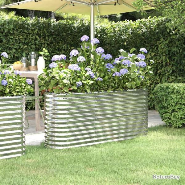 Lit sur�lev� de jardin Acier enduit de poudre Argent�