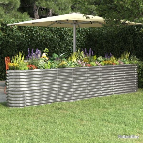 Lit sur�lev� de jardin Acier enduit de poudre Argent�