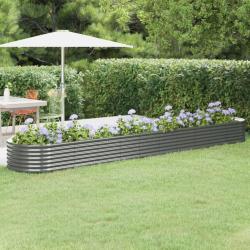 Lit sur&eacute;lev&eacute; de jardin Acier enduit de poudre 440x80x36 cm gris