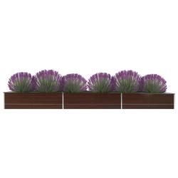 Lit sur&eacute;lev&eacute; de jardin Acier galvanis&eacute; 480x80x45 cm Marron