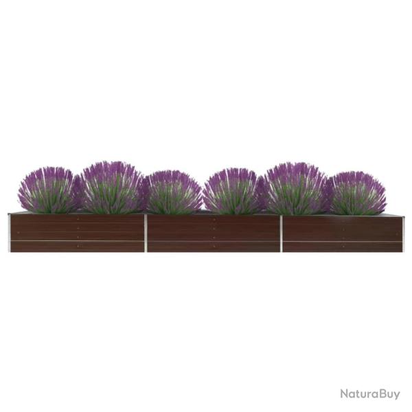 Lit surlev de jardin Acier galvanis 480x80x45 cm Marron alsavelo